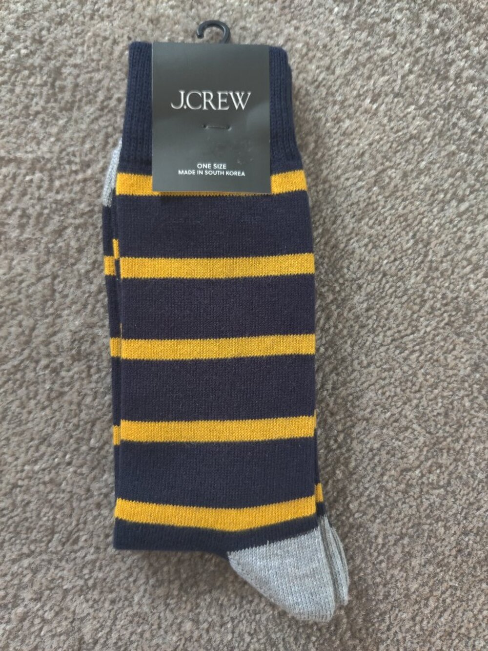 J. Crew Men's Dress Socks - Navy & Yellow Striped